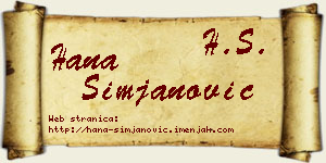 Hana Simjanović vizit kartica